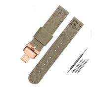 AJASMKLX Correa de reloj de lona de nailon de 20 a 22 mm apta for Citizen Fit for Seiko / 5 Banda de reloj Deporte al aire libre Pulsera impermeable transpirable Correa universal for hombres(Khaki-ros