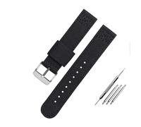 AJASMKLX Correa de reloj de lona de nailon de 20 a 22 mm apta for Citizen Fit for Seiko / 5 Banda de reloj Deporte al aire libre Pulsera impermeable transpirable Correa universal for hombres(Black-sil