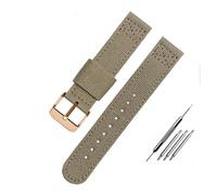 AJASMKLX Correa de reloj de lona de nailon de 20 a 22 mm apta for Citizen Fit for Seiko / 5 Banda de reloj Deporte al aire libre Pulsera impermeable transpirable Correa universal for hombres(Khaki-ros