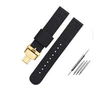 AJASMKLX Correa de reloj de lona de nailon de 20 a 22 mm apta for Citizen Fit for Seiko / 5 Banda de reloj Deporte al aire libre Pulsera impermeable transpirable Correa universal for hombres(Black-gol