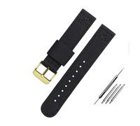 AJASMKLX Correa de reloj de lona de nailon de 20 a 22 mm apta for Citizen Fit for Seiko / 5 Banda de reloj Deporte al aire libre Pulsera impermeable transpirable Correa universal for hombres(Black-gol