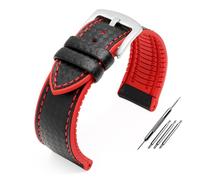 AJASMKLX Correa de reloj de pulsera de silicona for Omega Fit for Seamaster Speedmaster 007 Fit for Tissot 1853 Rubeer Correa impermeable 20 22 mm Accesorios de cuero(Redline-silver,20mm)