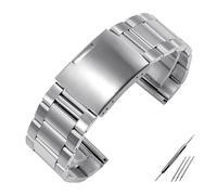 AJASMKLX Correa de reloj de pulsera for esfera grande diésel de 26mm y 28mm for siete viernes, correa de reloj for hebilla plegable de acero inoxidable sólido de Metal de gran tamaño for hombre(Silver