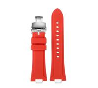 AJASMKLX Correa de reloj for interfaz de liberación rápida 1853 apta for TISSOT PRX T137.407 T137.410 correa de reloj de goma de silicona for hombre Super player 26x12mm(Red-steel Folding,24-11mm)