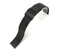 AJASMKLX Correa de reloj milanés de acero inoxidable adecuado for Samsung Fit for Galaxy Active Gear S2 S3 Pulsera de muñeca de metal de la hebilla de mariposa 18 mm 20 mm 22 mm(Schwarz,22mm)