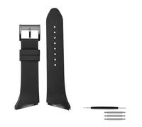 AJASMKLX Correa de silicona resistente al agua de 25mm apta for reloj de hombre negro de goma inclinada H24655331 H24615331 serie VENTURA(Black-black bucke)