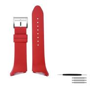 AJASMKLX Correa de silicona resistente al agua de 25mm apta for reloj de hombre negro de goma inclinada H24655331 H24615331 serie VENTURA(Red silver bucke)
