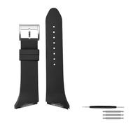 AJASMKLX Correa de silicona resistente al agua de 25mm apta for reloj de hombre negro de goma inclinada H24655331 H24615331 serie VENTURA(Black-silver bucke)