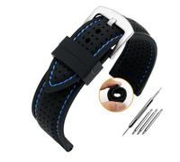 AJASMKLX Correa de silicona transpirable universal for Tissot Fit for Omega Fit for Citizen Banda de reloj de goma Pulsera for hombre 20 mm 22 mm 24 mm Accesorios de pulsera(Blueline-silver,22mm)