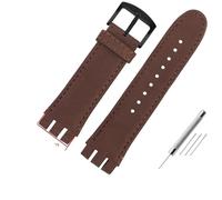 AJASMKLX Correas de reloj de cuero de 23MM aptas for Swatch aptas for IRONY YOS440 YOS449 448 447 401G, correa de reloj for hombre, pulsera for cierre de acero for herramientas(C-brown-black)