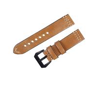 AJASMKLX Correas de reloj de cuero de cera de aceite 20 mm 22 mm 24 mm de cuero Ajuste Watch GT/Fit for Bip Watch Bands Vintage(Brown-black,24mm)