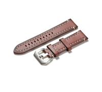 AJASMKLX Correas de reloj de cuero hechas a mano Vintage, correa de diseño Popular a la parrilla, correa de reloj de negocios for hombre, 18mm, 20mm, 22mm y 24mm(Red brown -B,24mm)