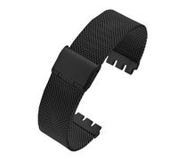 AJASMKLX Estilo apto for Milán Correa de malla transpirable Correas de reloj 17 mm 19 mm 20 mm Ajuste for Swatch Correa de reloj de metal de acero inoxidable Accesorios de pulsera(Schwarz,17mm)