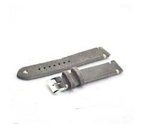 AJASMKLX Hombres Mujeres Relojes 18mm 20 mm 22mm Gray Suede Cuero Hecho a mano Vintage Reloj de la muñeca Correa de la banda Hebilla de metal Kzsd05(Gray-White Line,18mm)