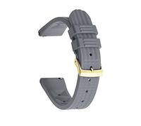 AJASMKLX Las bandas de reloj de 22 mm se ajustan a las correas de goma de gofres impermeables de acero inoxidable de acero inoxidable/negro/for hebilla de plata accesorios(Rubber Gray Gold,22mm)