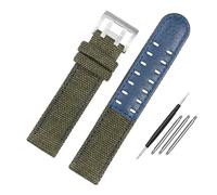 AJASMKLX Pulsera apta for Hamilton Khaki Fit for Field H760250 H77616533 H70605963 H68201993 Correa de reloj Correa de cuero de nailon for hombre 20 22 mm(Green-silver clasp,22mm)