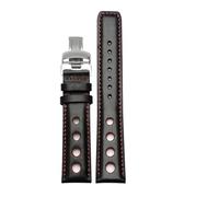 AJASMKLX Pulsera de cuero apta for Tissot 1853 Correa de reloj deportiva apta for carreras PRS516 T91 1853 Capa superior de piel de vaca 20 mm Apta for accesorios de correa chopin(Black-c-silver)