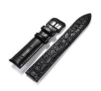 AJASMKLX Reloj de reloj 16 18 20 22mm de cuero negro marrón oscuro marrón clásico de cuero suave reloj de reloj de reloj de reloj de reloj de reloj(Black-black,16mm)