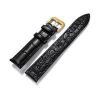 AJASMKLX Reloj de reloj 16 18 20 22mm de cuero negro marrón oscuro marrón clásico de cuero suave reloj de reloj de reloj de reloj de reloj de reloj(Gold-black,20mm)