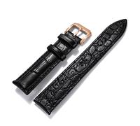 AJASMKLX Reloj de reloj 16 18 20 22mm de cuero negro marrón oscuro marrón clásico de cuero suave reloj de reloj de reloj de reloj de reloj de reloj(Rose-black,22mm)