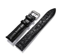 AJASMKLX Reloj de reloj 16 18 20 22mm de cuero negro marrón oscuro marrón clásico de cuero suave reloj de reloj de reloj de reloj de reloj de reloj(Silver-black,20mm)