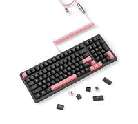 AJAZZ 96% Junta Intercambiable en Caliente Teclado mecánico para Juegos con Cable USB C en Espiral Personalizado, Modo Triple 2.4G/BT5.1/99 Teclas con Cable con Perilla (Interruptor Negro - Rojo)
