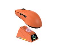 AJAZZ AJ159 Apex Wireless Gaming Mouse with RGB Magnetic Charging Base, Lightweight 56 gram Design, 2.4G/USB-C/BT, 400 mAh Battery, 42K dpi, 8000Hz Response Rate, Compatible with PC and Mac, Orange