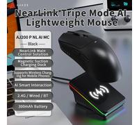 AJAZZ AJ200P NL AI MC Base de Carga Magnética Inalámbrica para Ratón Gaming con IA, Compatible con Carga Inalámbrica para Teléfonos Móviles, Interacción Inteligente con IA, 2.4G/Cableado/Bluetooth, Ne