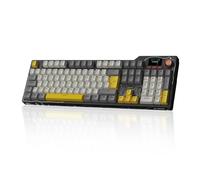 AJAZZ AK35I V3 MAX Mechanical Keyboard, 104-Key Hot Swappable Wireless Keyboard with TFT Screen and Volume Control Knob, RGB Backlit, 2.4GHz/USB-C/BT Gaming Keyboards, Black Grey Yellow