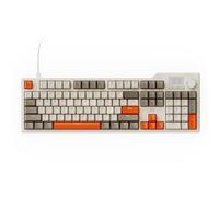 AJAZZ AK35I V3 Teclado Mecánico con Cable para Juegos, 104 Teclas con Media Keys y Botón Giratorio|5 Layer Pad|Especificación OEM|PBT Keycaps (Gris Naranja, Sin Pantalla)