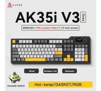AJAZZ AK35I V3 Teclado mecánico para jugar de intercambio en caliente de tamaño completo con pantalla y perilla, conexión de tres modos Placa FR4 8000 mAh, LED RGB Negro gris amarillo