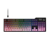 AJAZZ AK35I V3 - Teclado para juegos de montaje con junta con cable de 104 teclas con botones multimedia y control de perilla, almohadilla de cinco capas, teclas PBT de perfil OEM, teclado