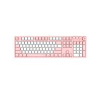 AJAZZ AK515 Teclado mecánico para juegos - Interruptores marrones - Teclas PBT - Color rosa - Blanco retroiluminado - Rodillo de teclas multimedia - Blanco