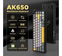 AJAZZ AK650 TFT pantalla a Color interruptor Flyfish Teclado mecánico BT5.0/2,4G/con cable Hot Swappabio LED orientados al sur Flying Fish Switch