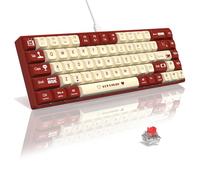 AJAZZ AK680 65% Teclado mecánico para Juegos Hotswap con Cable,Anti-Ghosting portátil de 68 Teclas,Iluminación de Arco Iris programable,Sándwich EVA,Ergonómico,Interruptor Rojo para Mac/Win-Rojo