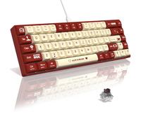 AJAZZ AK680 65% Teclado mecánico para Juegos Hotswap con Cable,Anti-Ghosting portátil de 68 Teclas,Iluminación de Arco Iris programable,Sándwich EVA,Ergonómico,Interruptor marrón para Mac/Win-Rojo