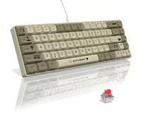 AJAZZ AK680 65% Teclado mecánico para Juegos Hotswap con Cable,Anti-Ghosting portátil de 68 Teclas,Iluminación de Arco Iris programable,Sándwich EVA,Ergonómico,Interruptor Rojo para Mac/Win-Gris