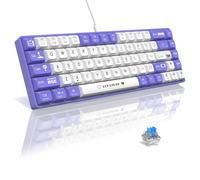 AJAZZ AK680 65% Teclado mecánico para Juegos Hotswap con Cable,Anti-Ghosting portátil de 68 Teclas,Iluminación de Arco Iris programable,Sándwich EVA,Ergonómico,Interruptor Azul para Mac/Win-Púrpura