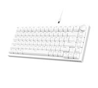AJAZZ AK820 75% TKL Teclado Mecánico Cableado con Hot-Swap Switch Azul | Montaje Gasket, TKL 82 Teclas, Perilla de Volumen CNC, Backlit LED Azul, Teclas PBT OEM para Gaming/Oficina/PC/WIN/MAC-Blanco