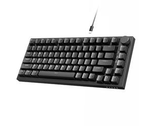 AJAZZ AK820 75% TKL Teclado Mecánico Cableado con Hot-Swap Switch Rojo | Montaje Gasket, TKL 82 Teclas, Perilla de Volumen CNC, Backlit LED Azul, Teclas PBT OEM para Gaming/Oficina/PC/WIN/MAC-Negro