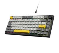 AJAZZ AK820 75% TKL Teclado mecánico con Cable,Hot-Swap,Teclado para Juegos con Montaje de Junta,Retroiluminación RGB,82 Teclas con Perilla de Volumen CNC,Espuma Poron,Teclas PBT para Win/Mac-Gris