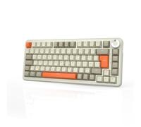 AJAZZ AK820 MAX Wireless Mechanical Keyboard, 75% Layout 82-Key Hot-Swap Gaming Keyboard, QWERTZ alemán con botón de control de volumen, 2,4 GHz/Type-C/BT5.0, efectos de iluminación RGB, gris, beige