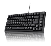 AJAZZ AK820 Teclado mecánico con cable, 75% QWERTY Layout 82 teclas intercambiables en caliente con perilla de control de volumen, teclas PBT, interruptores rojos, efecto de iluminación LED blanco