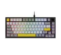 AJAZZ AK820 - Teclado mecánico con junta RGB 75% con cable con perilla de volumen, teclado compacto de intercambio en caliente de 82 teclas, teclado PBT de perfil OME, cable tipo C desmontable (gris y
