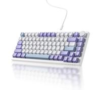 Ajazz AK820 - Teclado mecánico para juegos con 75% de junta de cable con perilla de volumen, LED orientado al sur, espuma Poron, teclas PBT, teclado RGB programable de intercambio en caliente