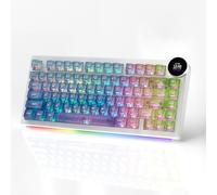 AJAZZ AK820 V2 PRO Teclado mecánico inalámbrico, 75% QWERTY Layout RGB teclado para juegos con perilla de volumen y pantalla, tasa de sondeo 8K, 2.4G/Type-C/BT, teclas transparentes, degradado