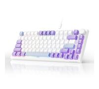 AJAZZ AK820 Wired Mechanical Keyboard, 75% Gaming Keyboard with Volume Control Knob, PBT Keycaps, 82 Keys, Five-Layer Sound Insulation Pad, South-Oriented RGB, Full-Key Hot Swap, Blue White Purple
