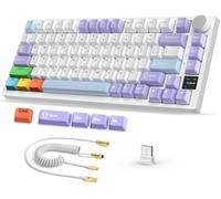AJAZZ AK820PRO Gaming Mecánico Inalámbrico RGB Teclado - Morado Azul | 2.4GHz/BT/USB-C,Diseño 75% 81 Teclas Con Pantalla Color TFT & Perilla CNC,Cable USB-C C02 Enrollado,Hot-Swap,Batería 4000mAh