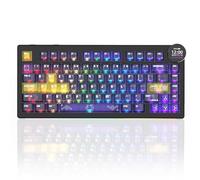 AJAZZ AK820PRO - Teclado mecánico de Montaje en Junta de Intercambio en Caliente al 75% con Pantalla TFT, 4000 mAh BT/2.4G/LED RGB con Cable orientado al Sur, Control de perilla (Retro)