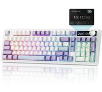 AJAZZ AK980 V2 Teclado Mecánico Inalámbrico de 98 Teclas y 3 Modos, Pantalla LCD y Perilla Multifunción (Opción sin Pantalla Disponible), Estructura de Junta de 5 Capas, Intercambiable en Caliente, BL